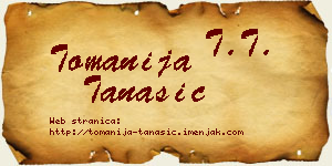 Tomanija Tanasić vizit kartica